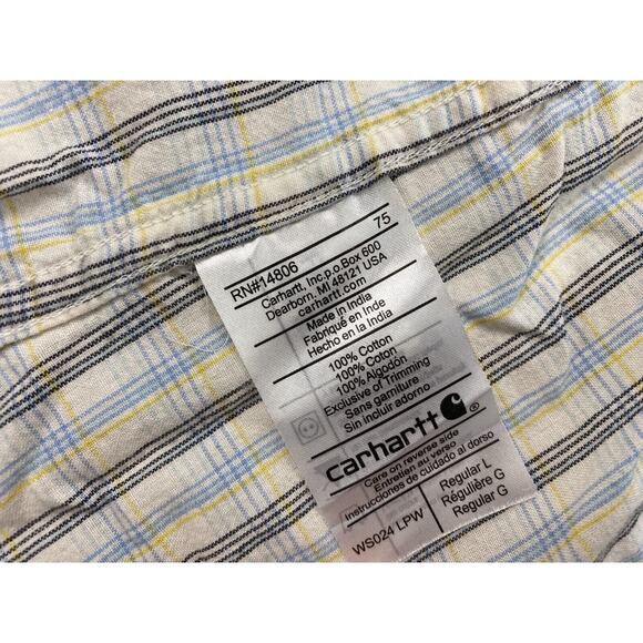 Carhartt Western Pearl Snap Shirt Womens Large Plaid Floral Trim Top WS024 LPW - Picture 9 of 11